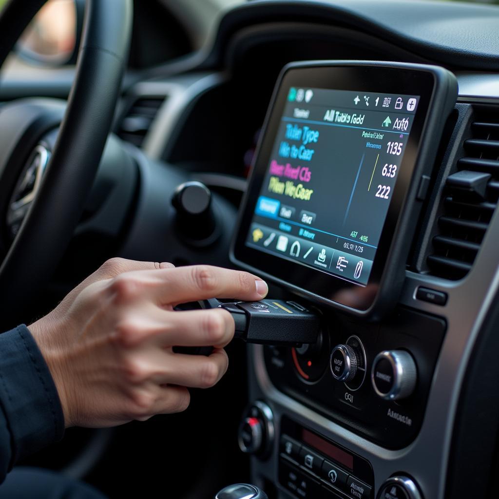 Technician Using Advanced Diagnostic Tools in Auto Connection Service Department