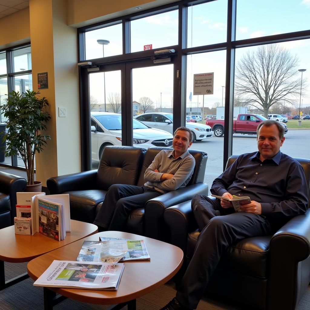 Customers Waiting for Auto Dealer Shuttle Service