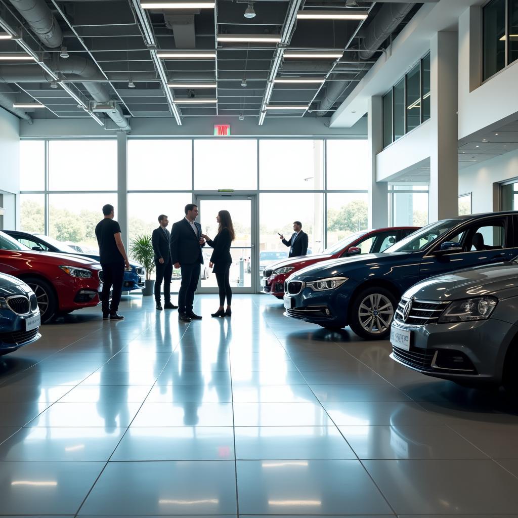 Clean and Sparkling Auto Dealership Showroom