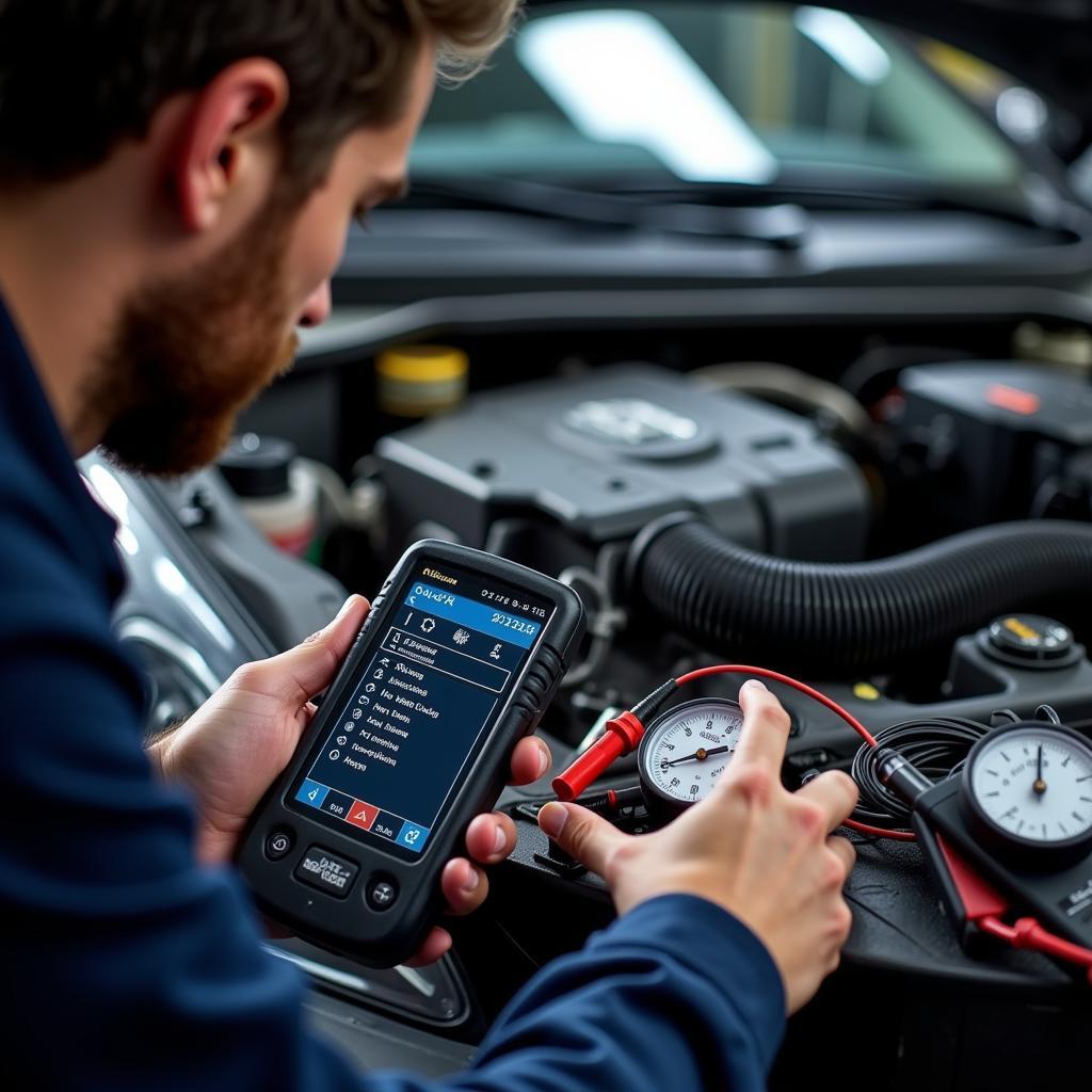 Technician Using Diagnostic Tools