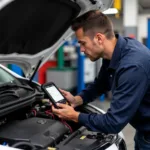 Auto Electrician Diagnosing Car Electrical System