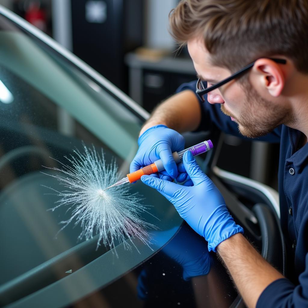 Auto Glass Crack Repair Process in 49052