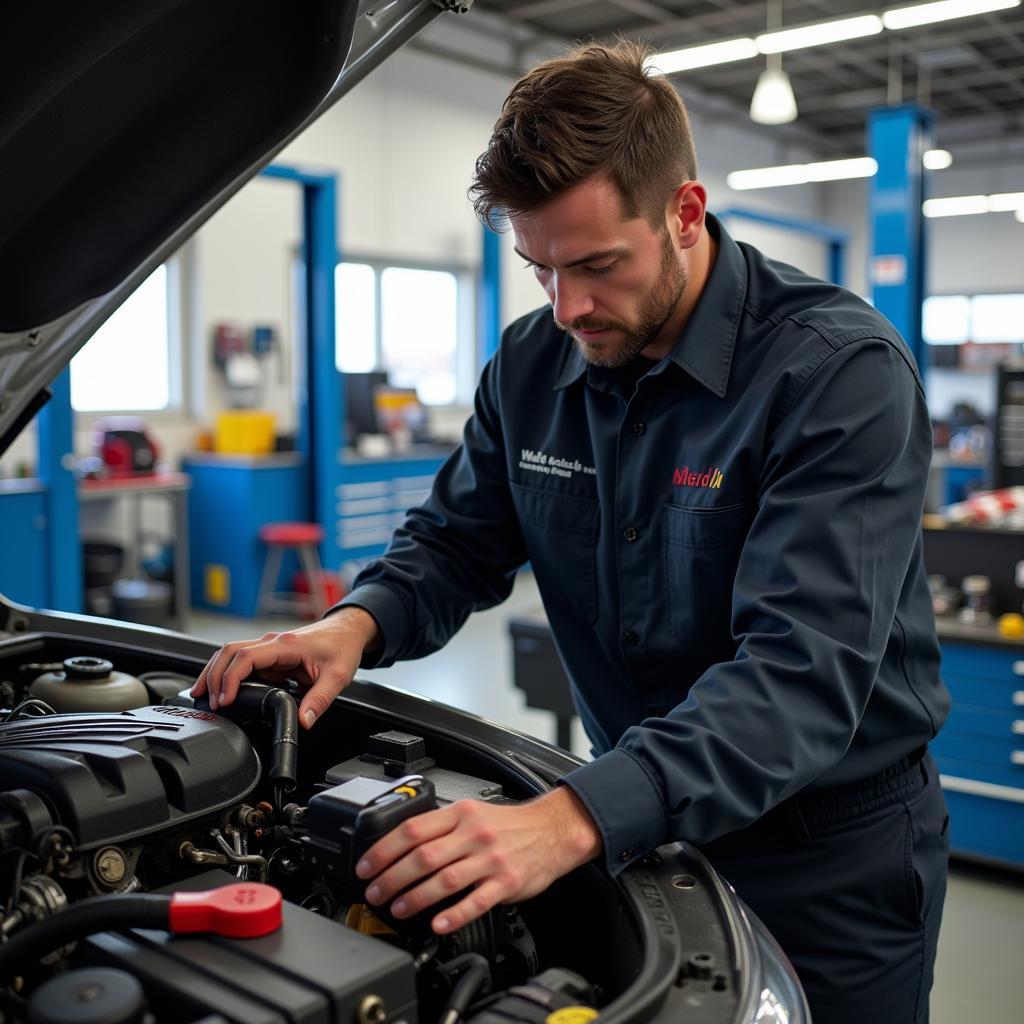 Auto Mechanic Performing a Tune-up (JPG)