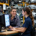 Auto Parts Warehouse Customer Service Representative Assisting a Customer