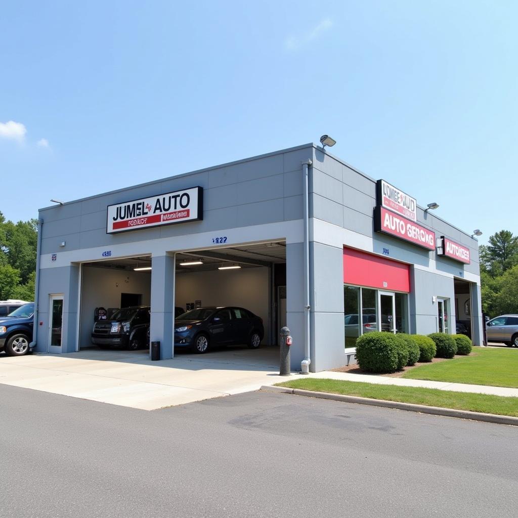 Modern auto service center exterior in Burlington, NC