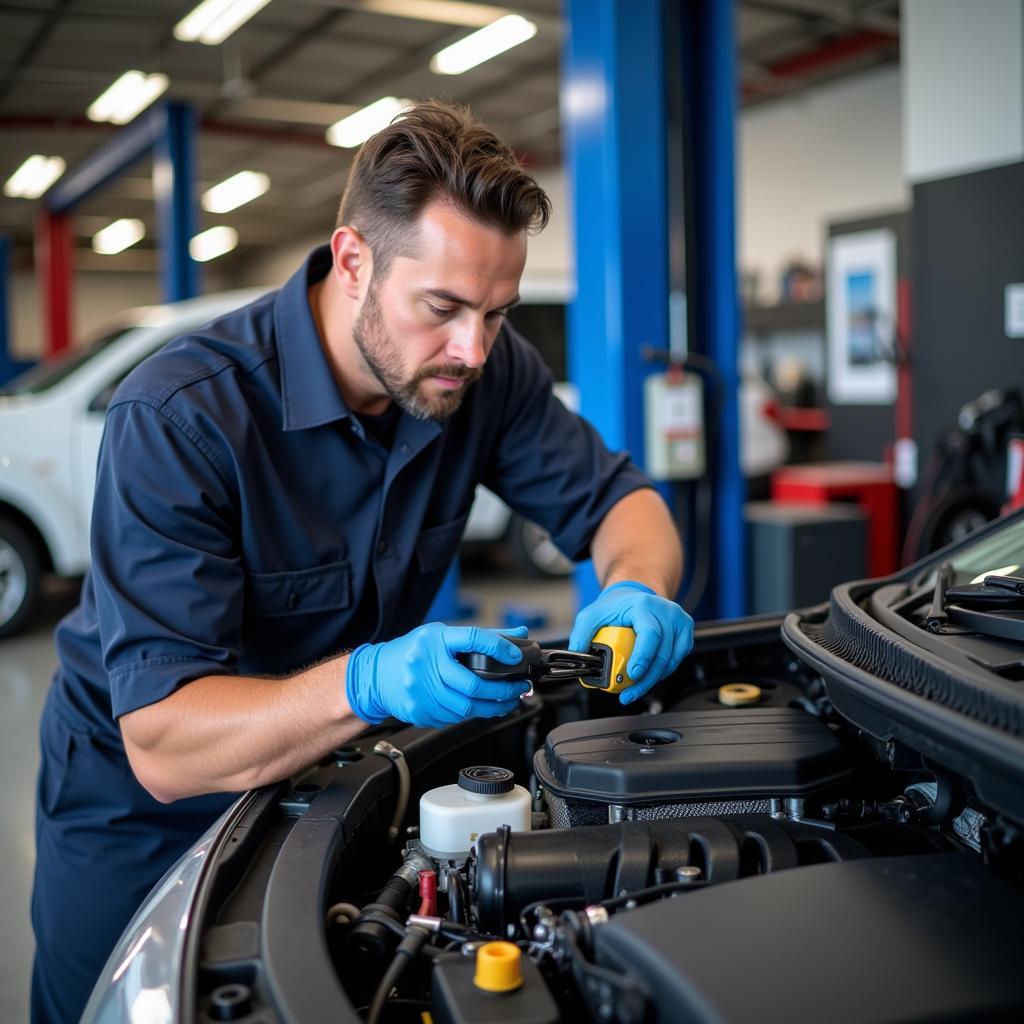 Mechanic Working on a Car in Goddard, KS