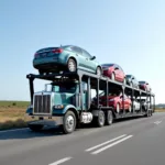 Car carrier truck transporting multiple vehicles across the country