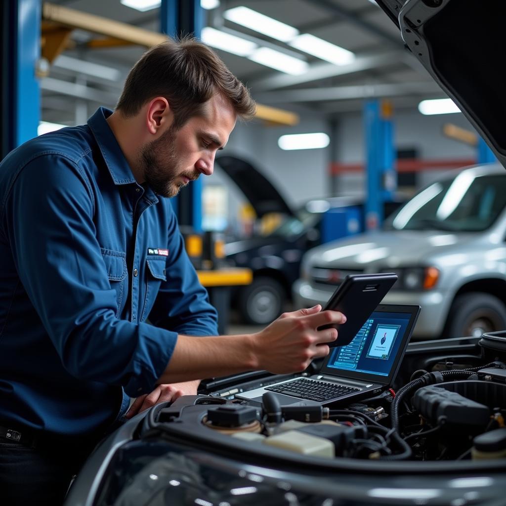 Modern Diagnostic Equipment in an Auto Repair Shop