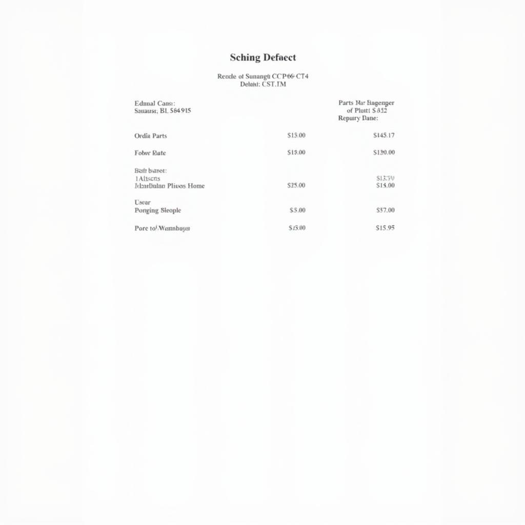 Example of an auto repair invoice