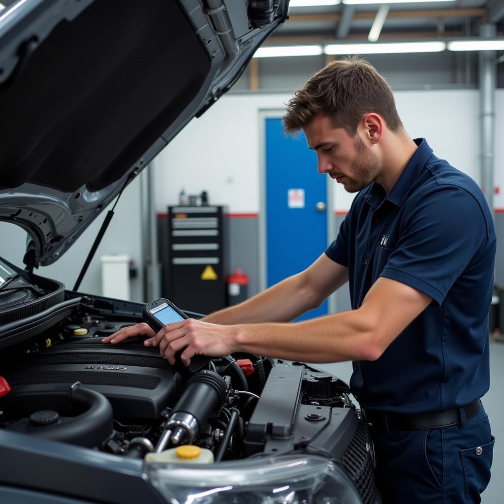 Mechanic Checking Engine in Richmond, TX