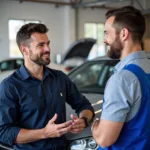 Auto Service Advisor Interacting with a Customer