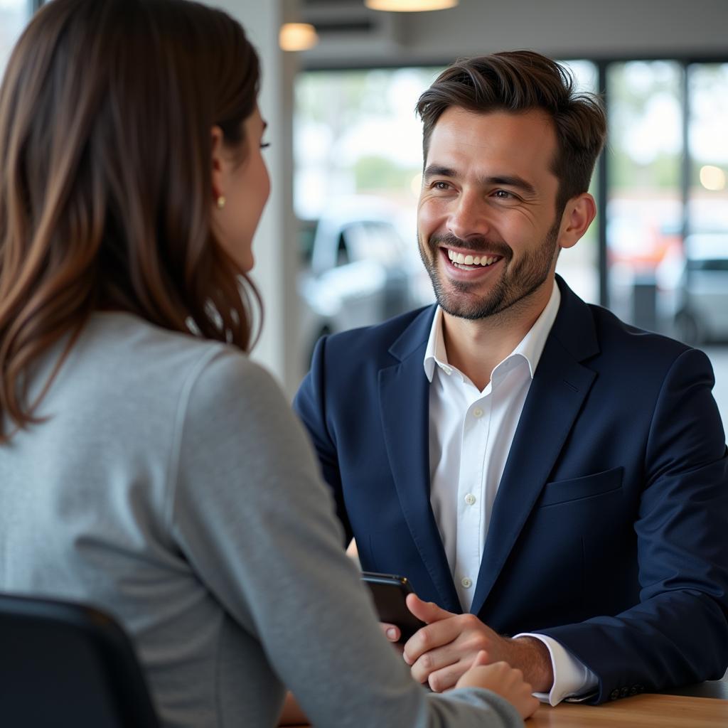 Auto Service Advisor Interacting with a Customer