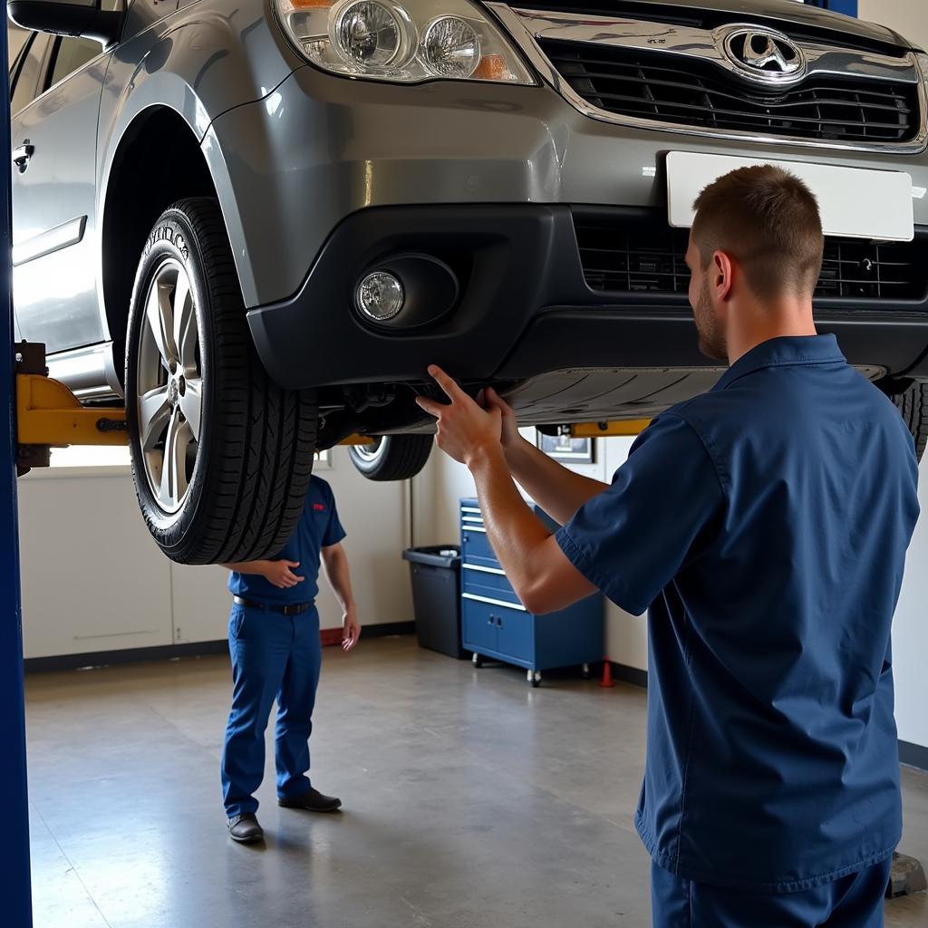 Car undergoing routine maintenance in Albuquerque