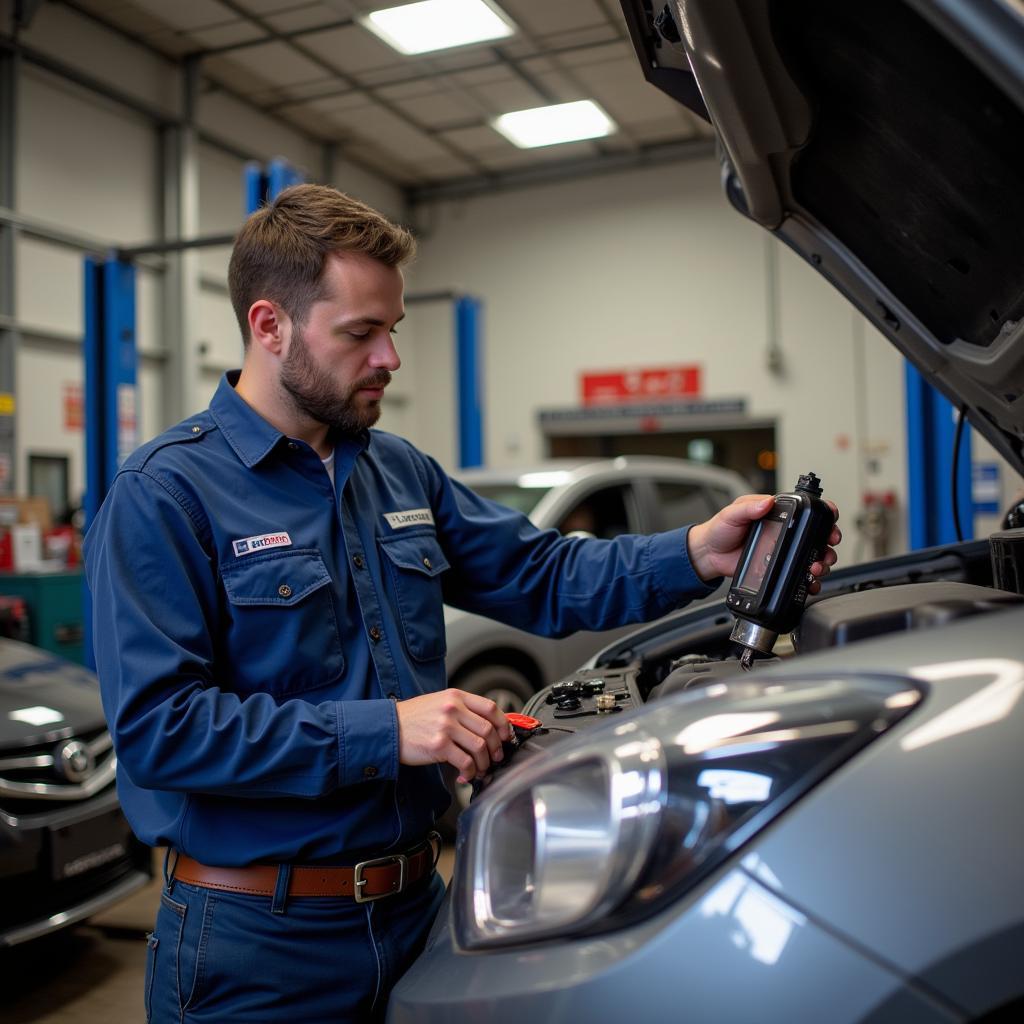 Mechanic Checking Car in Auburn Maine