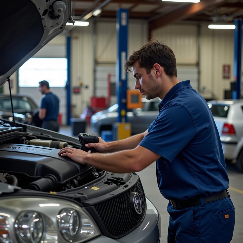 Mechanic Working on a Car in Bad Axe, MI