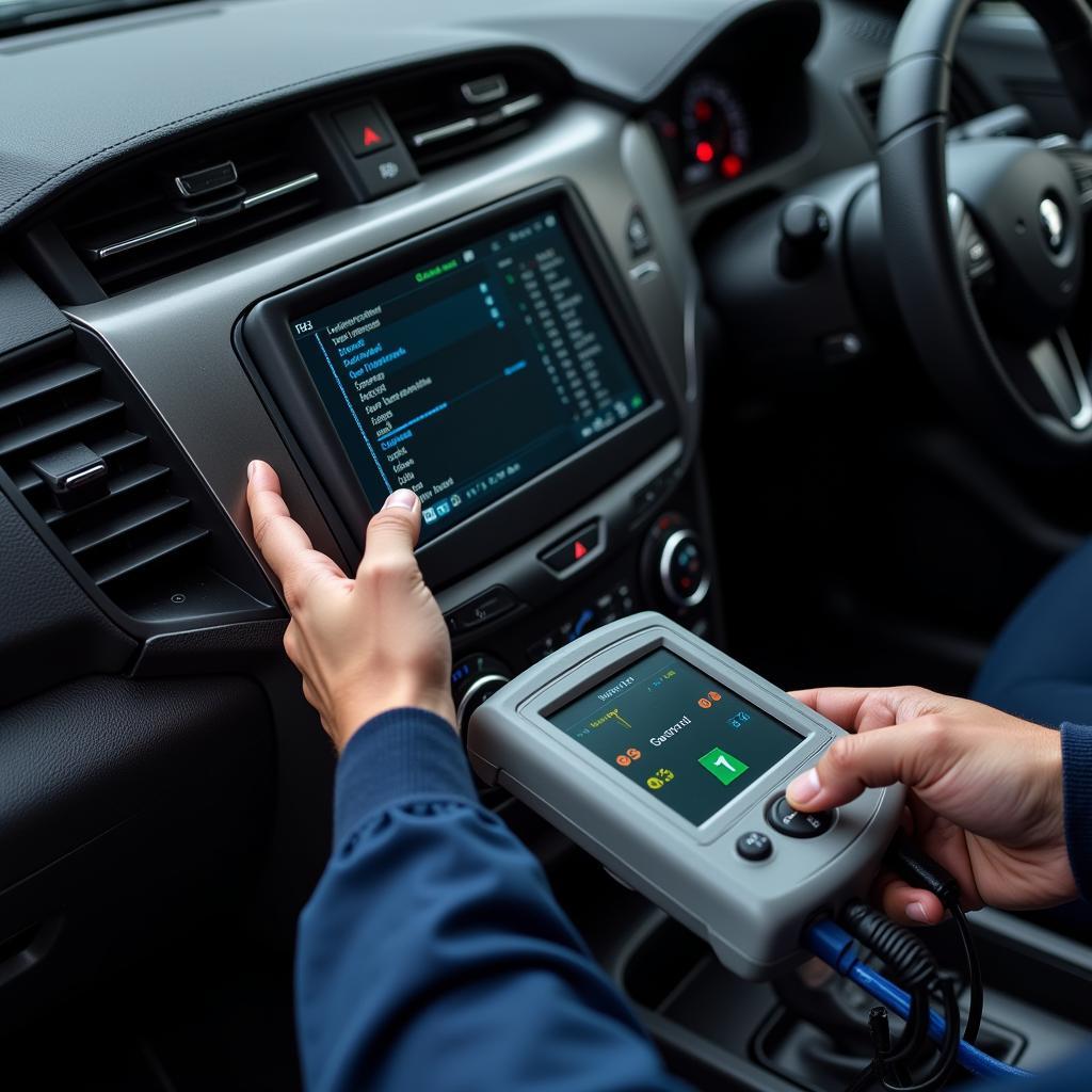 Modern diagnostic tools being used on a car in Barnesville, GA