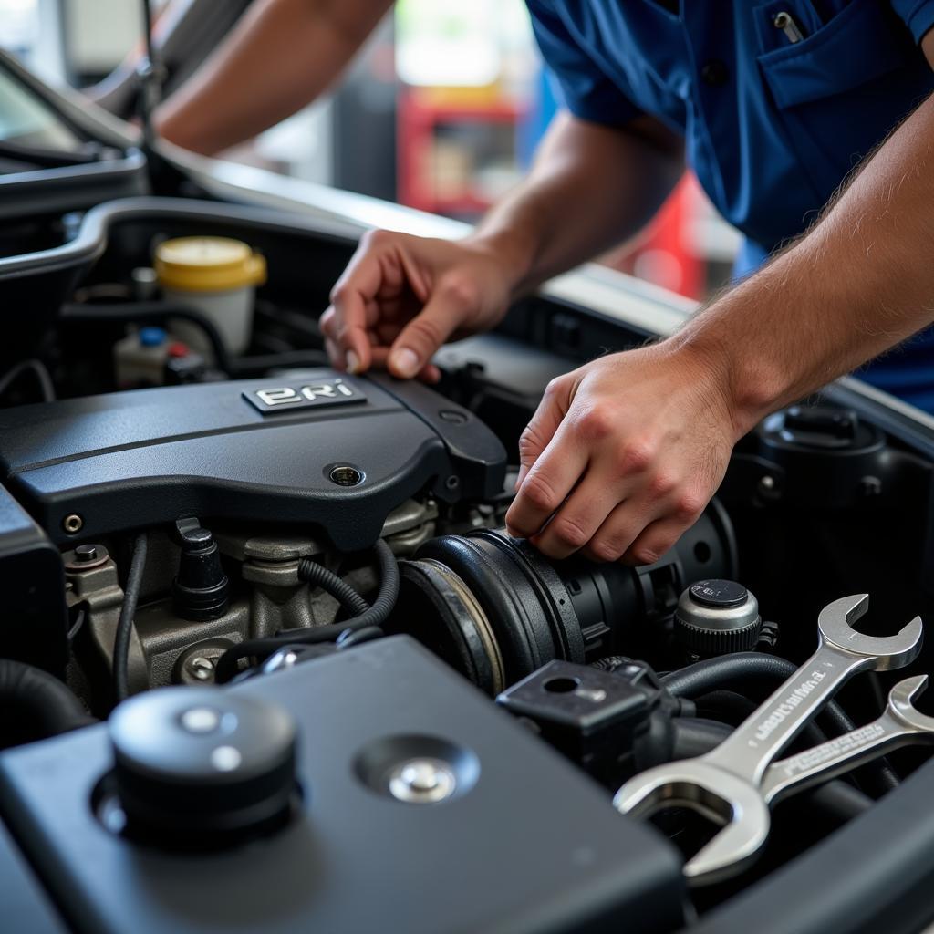 Mechanic Working on a Car in Burlington NC