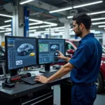 Modern Diagnostic Equipment in a Lucknow Auto Service Centre