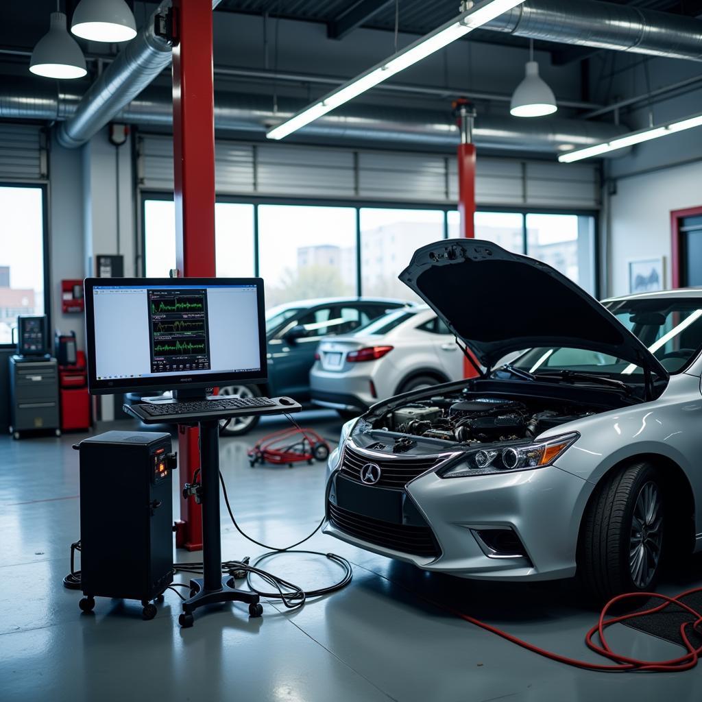 Modern Diagnostic Equipment in an Auto Service Centre Near Lotte