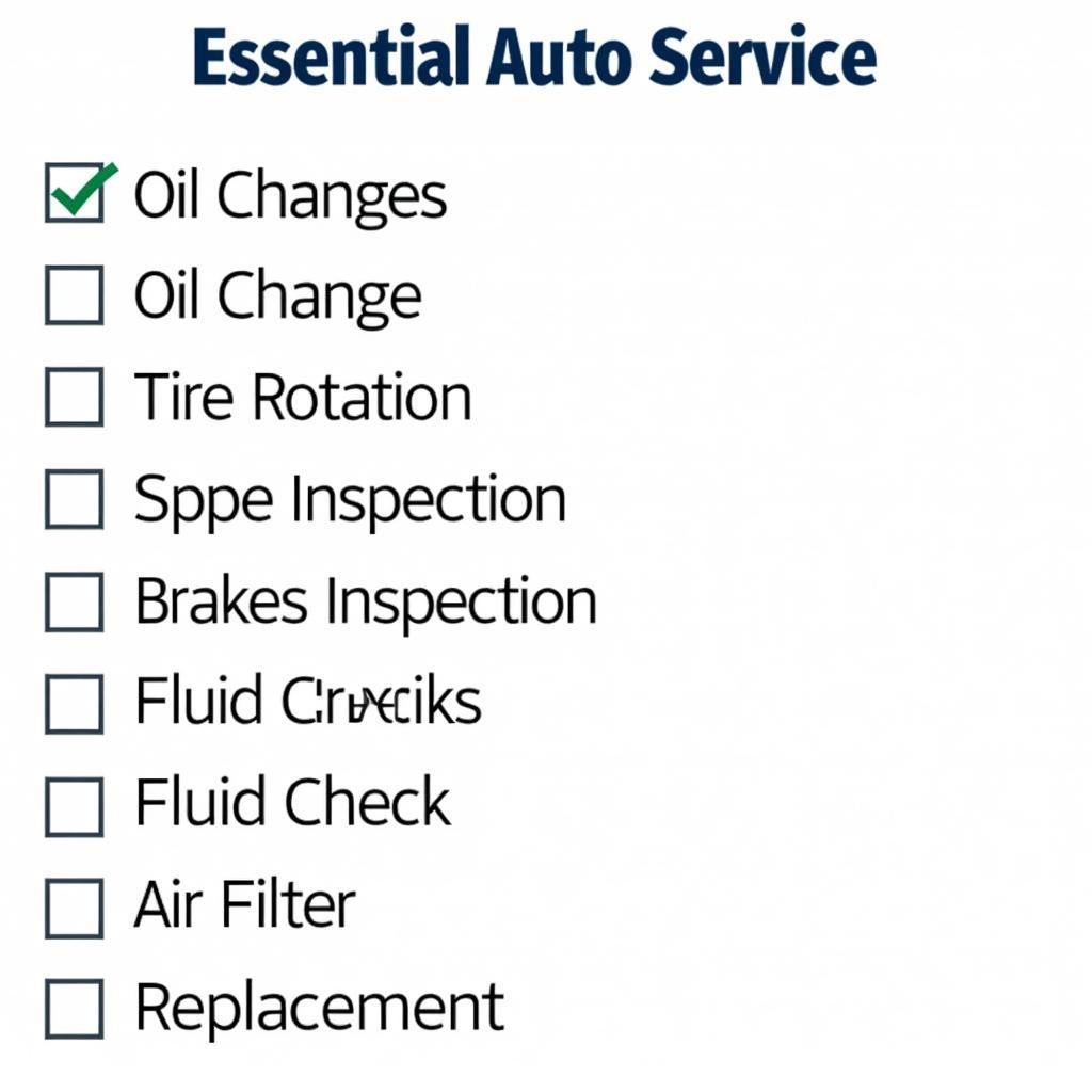 Regular Auto Service Checklist