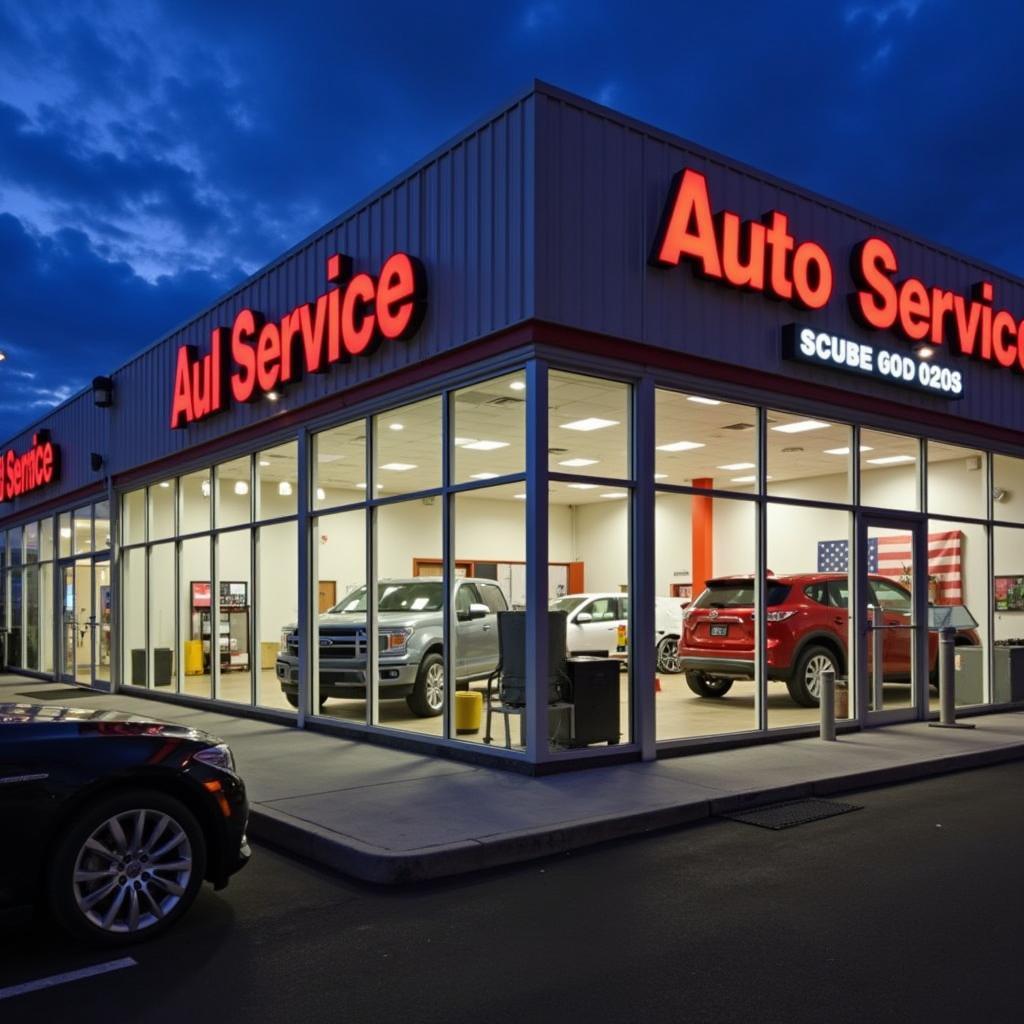 Modern auto service dealership building in Newark, NJ