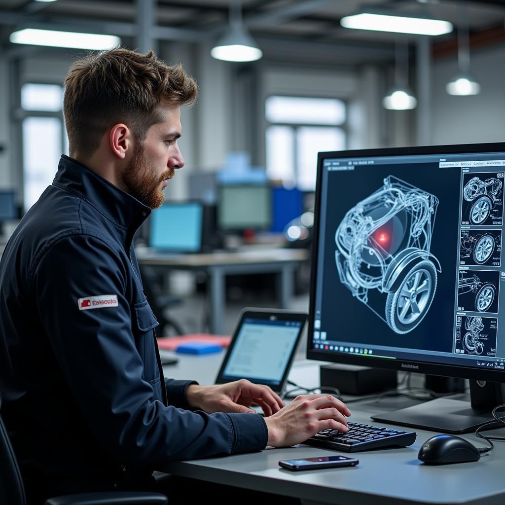 Modern Diagnostic Equipment in an Auto Service Workshop in Abel Hünfeld