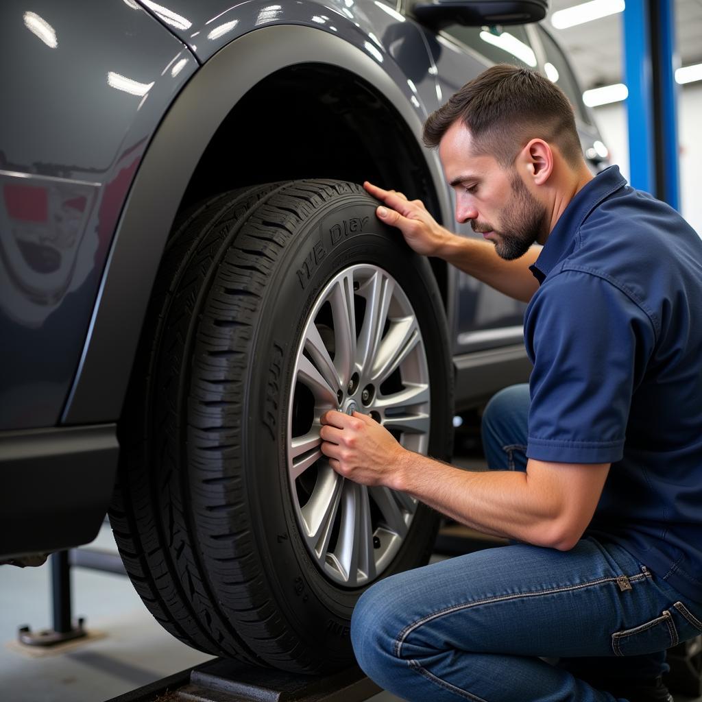 Tire service being performed in Gatineau, QC