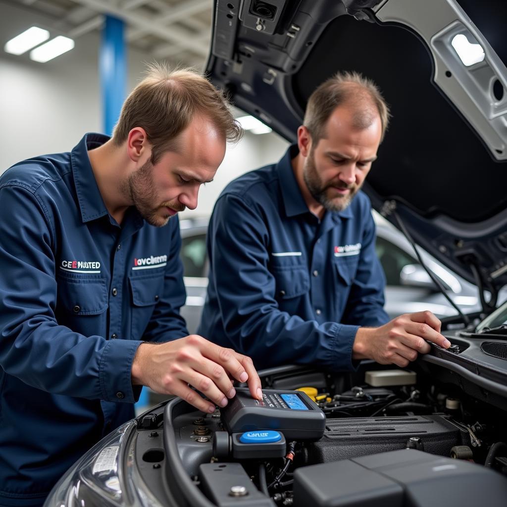 ASE Certified Technicians Working on a Car in Knoxville TX