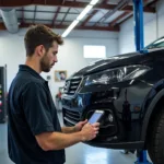 Car repair at an auto service center in Lawrenceville