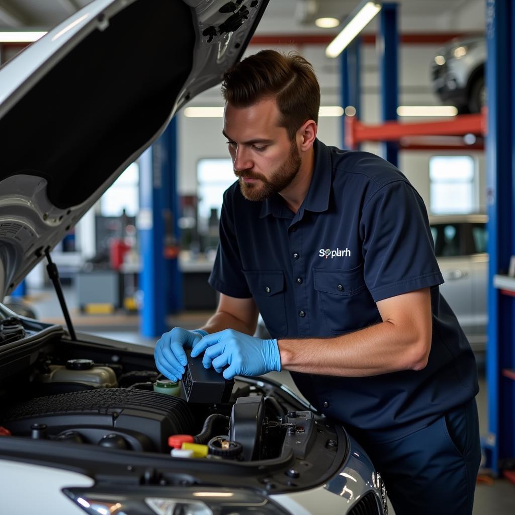 Mechanic Working on a Car in Lumberton