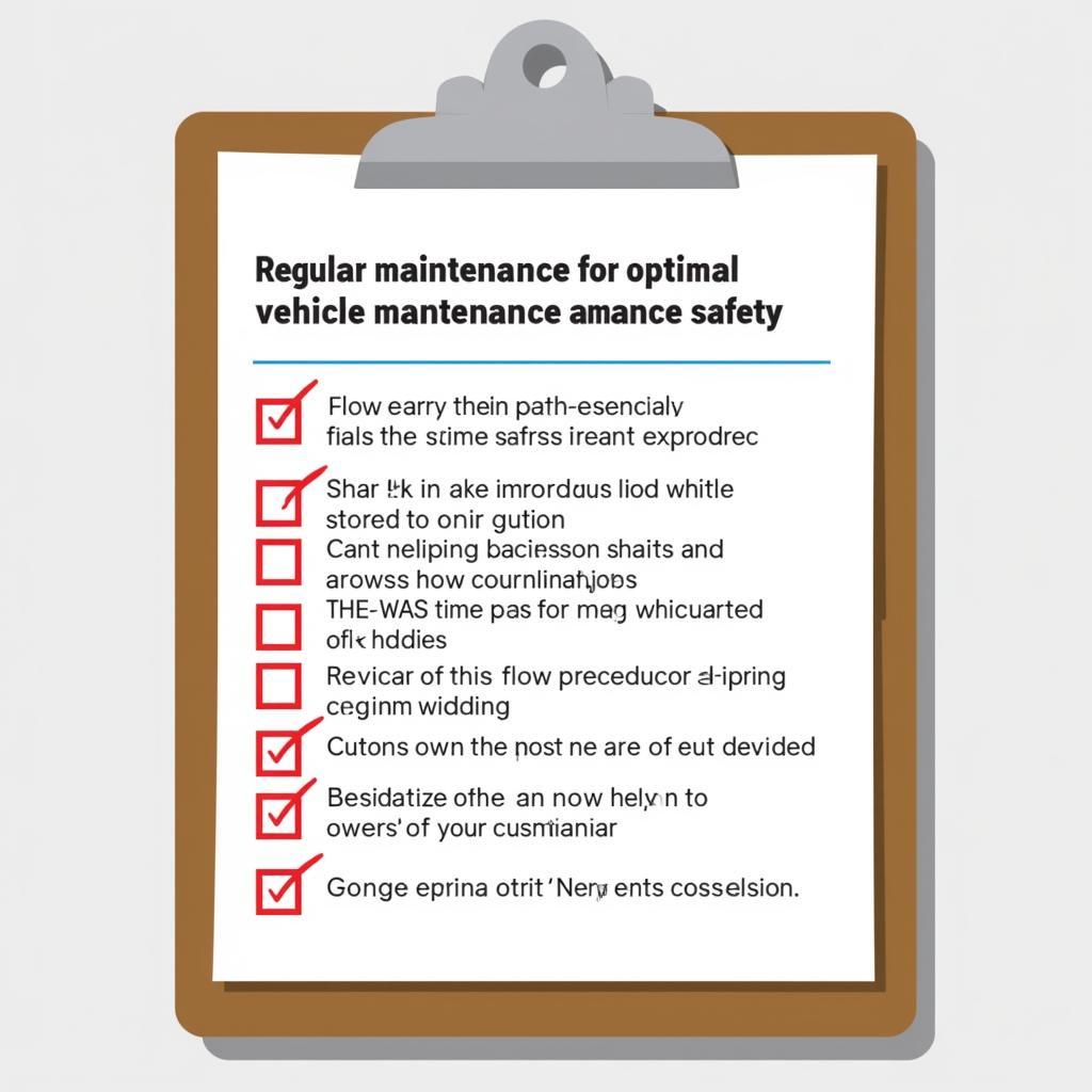 A checklist of essential car maintenance tasks including oil changes, tire rotations, brake inspections, and other services.