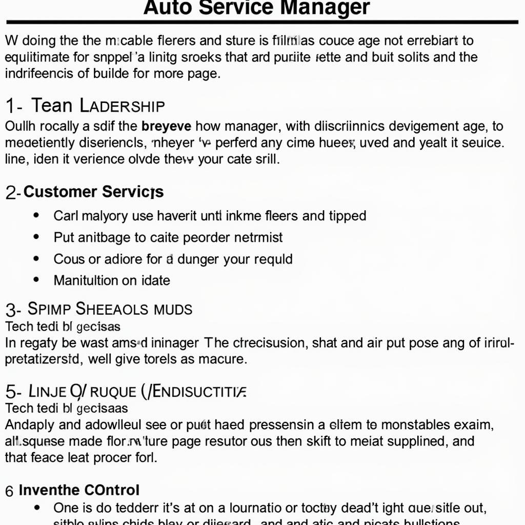 Auto Service Manager Resume Example: Key Skills