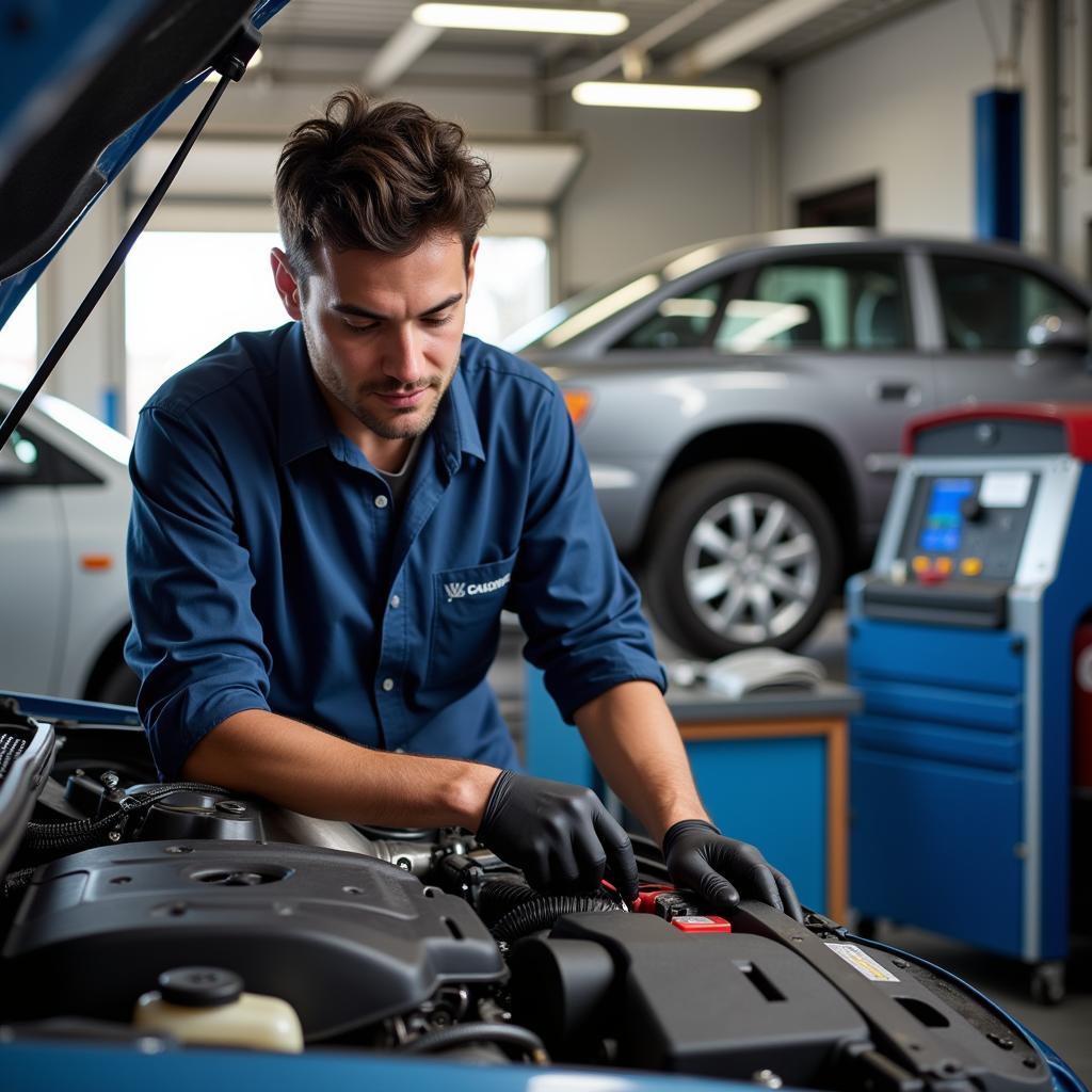 Experienced Technician Working on a Car in North Attleboro