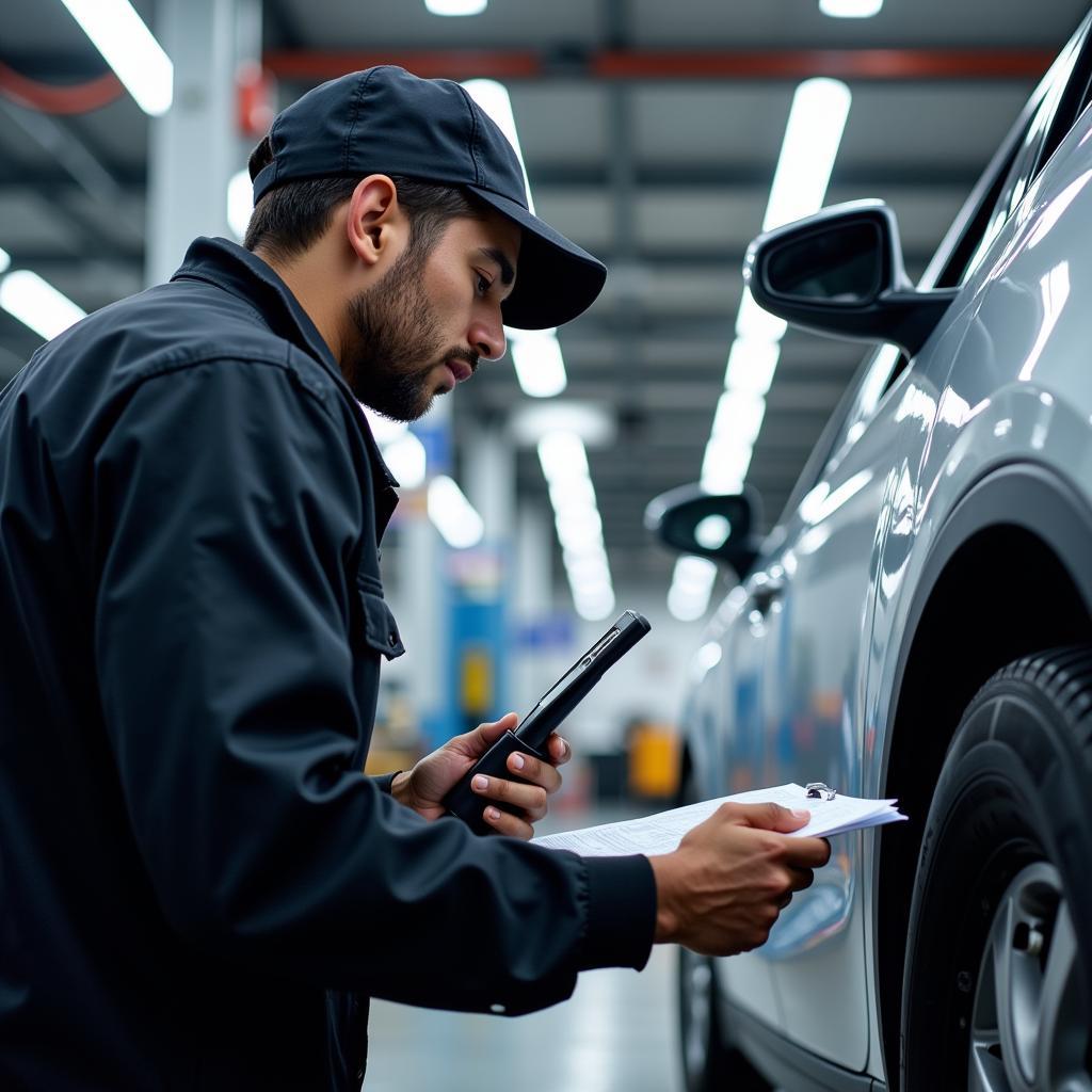 Mechanic Checking a Car in a Toronto Auto Service Shop