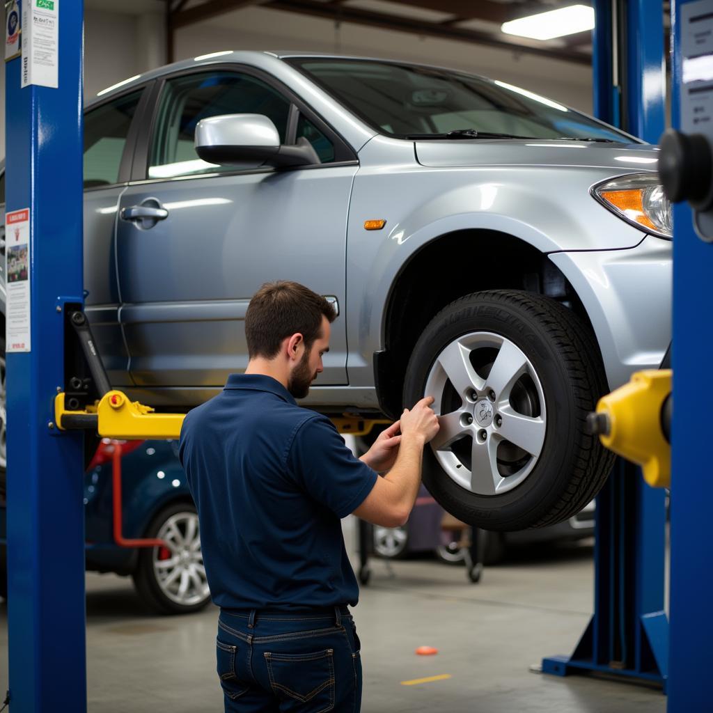 Mechanic working on a car in a garage in Reading