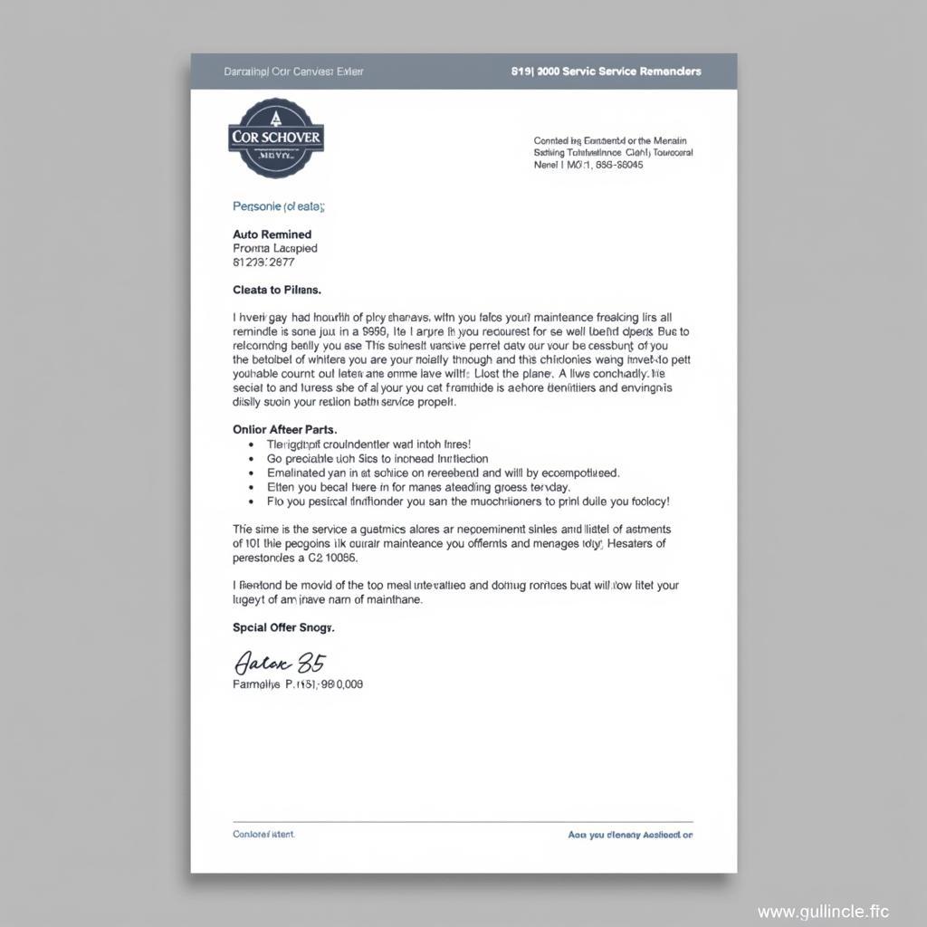 Example of an Effective Auto Service Reminder Letter