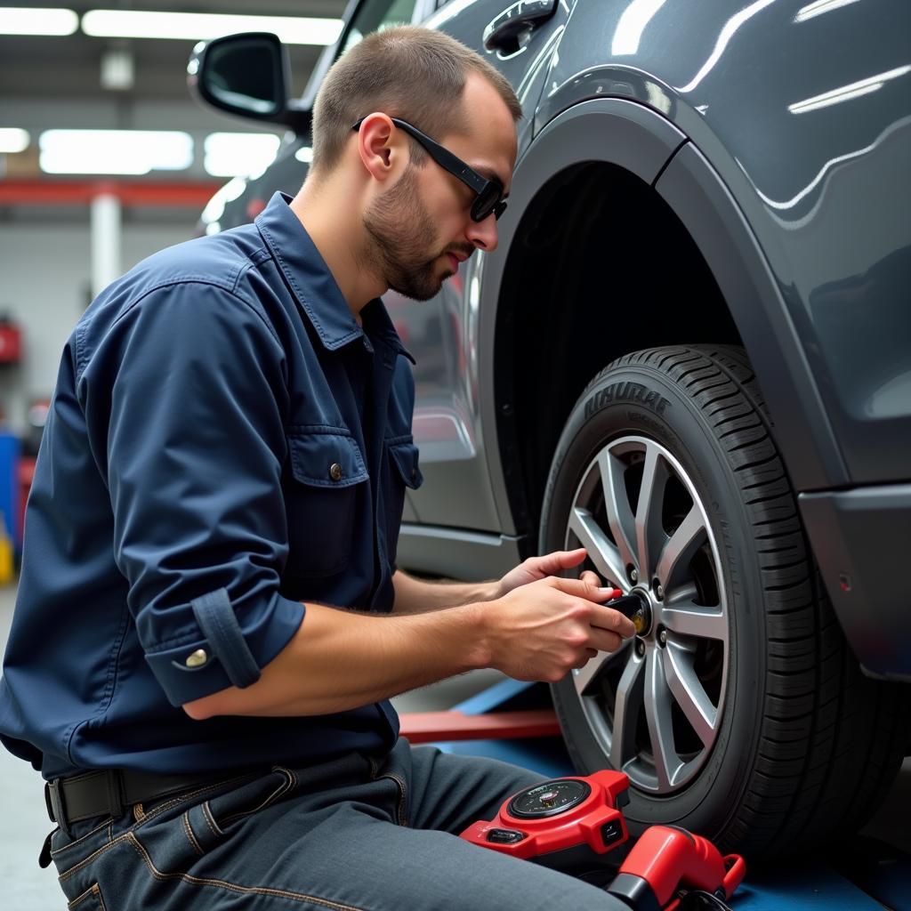 Routine car maintenance checks including oil change, tire rotation and brake inspection