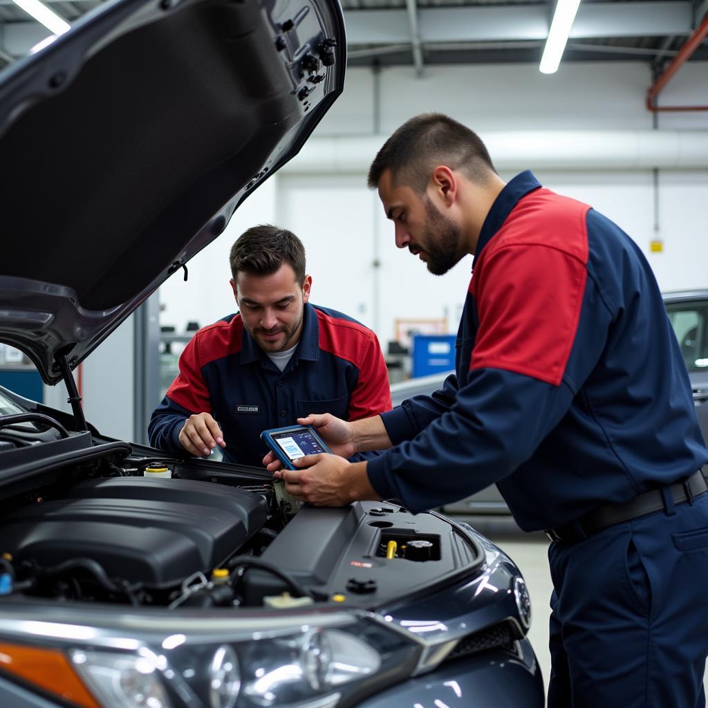 ASE Certified Technicians Working on a Car in Samoset FL