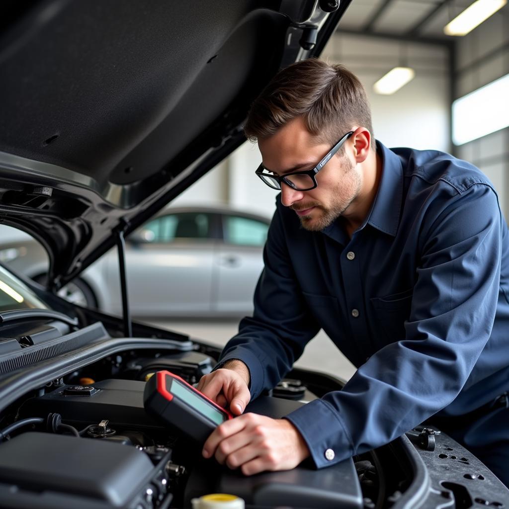 Mechanic Checking a Car in Sappington Auto Service