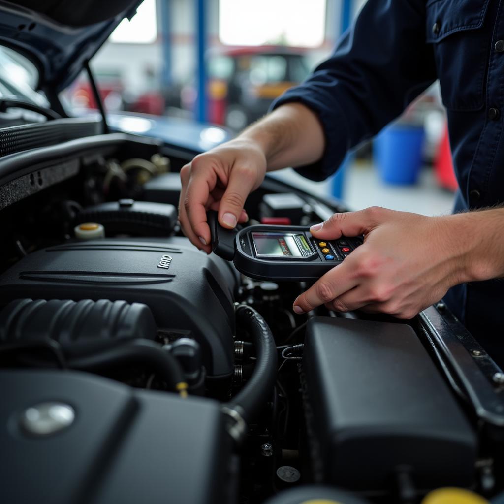 Mechanic using diagnostic tools in Sheridan