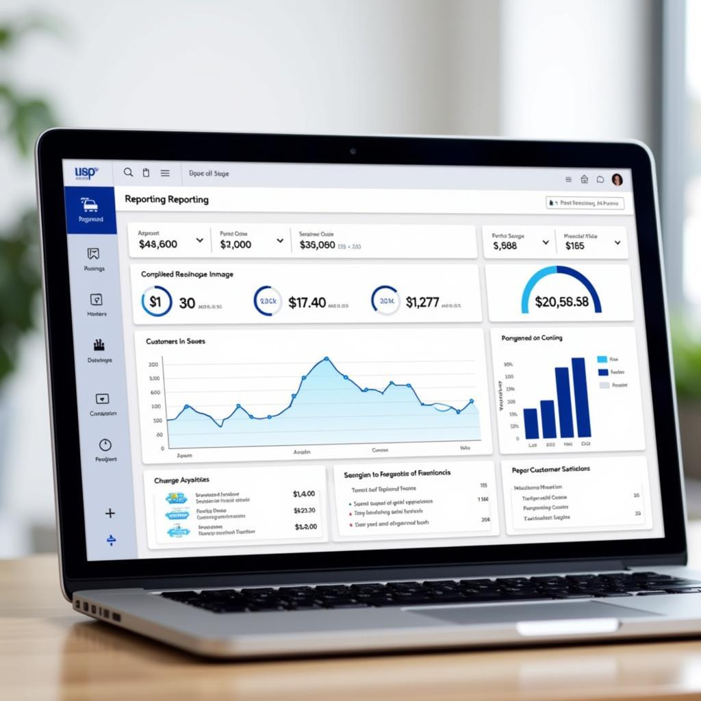 Auto Service Software Reporting Dashboard on a Laptop