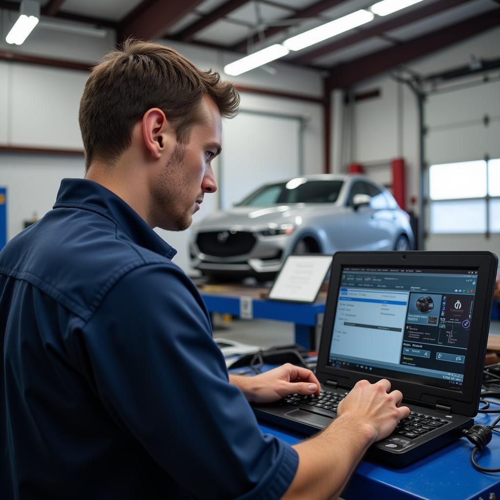 Experienced Auto Service Technician in Ames, Iowa Diagnosing a Car Problem