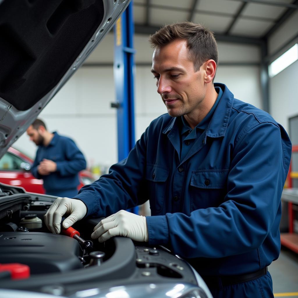 Auto Service Technician at Work