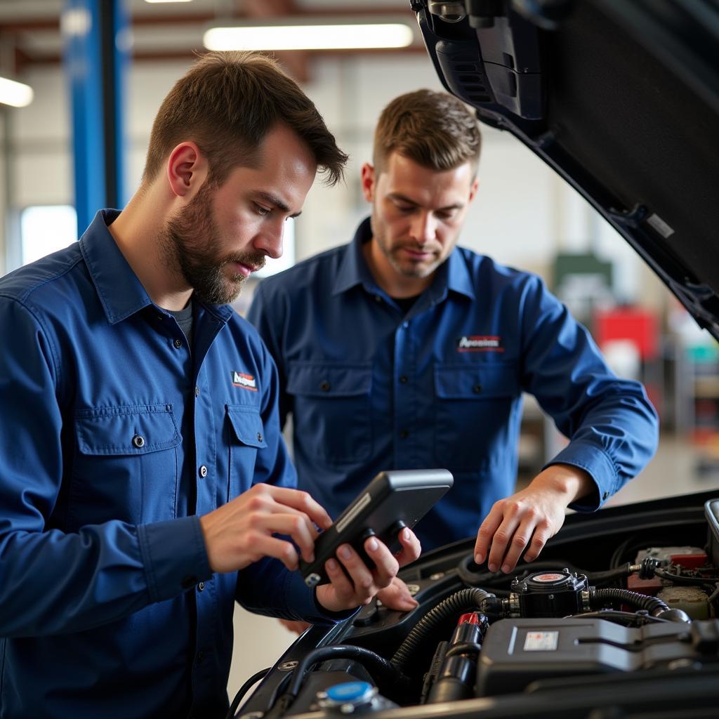 ASE Certified Technicians Working on a Car in Urbandale, IA