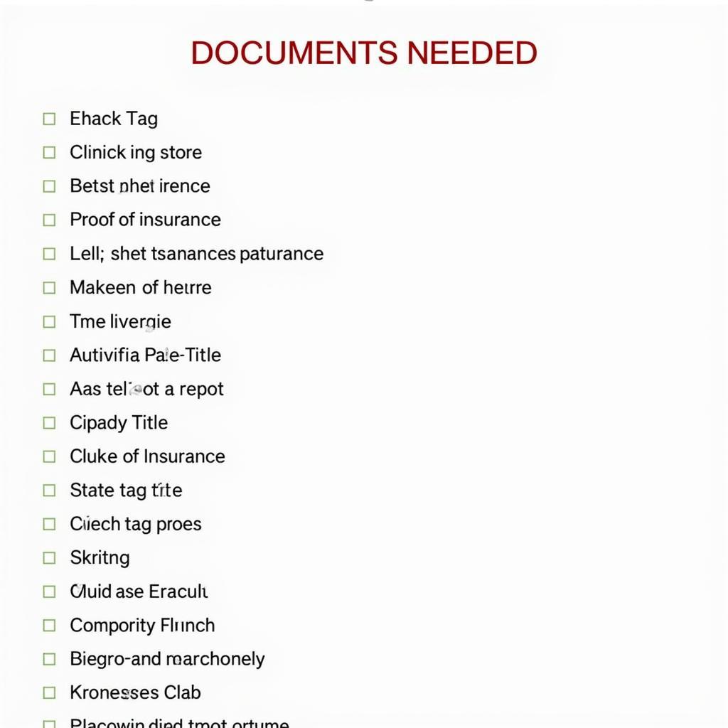 Auto Tag Service Greensburg Document Checklist