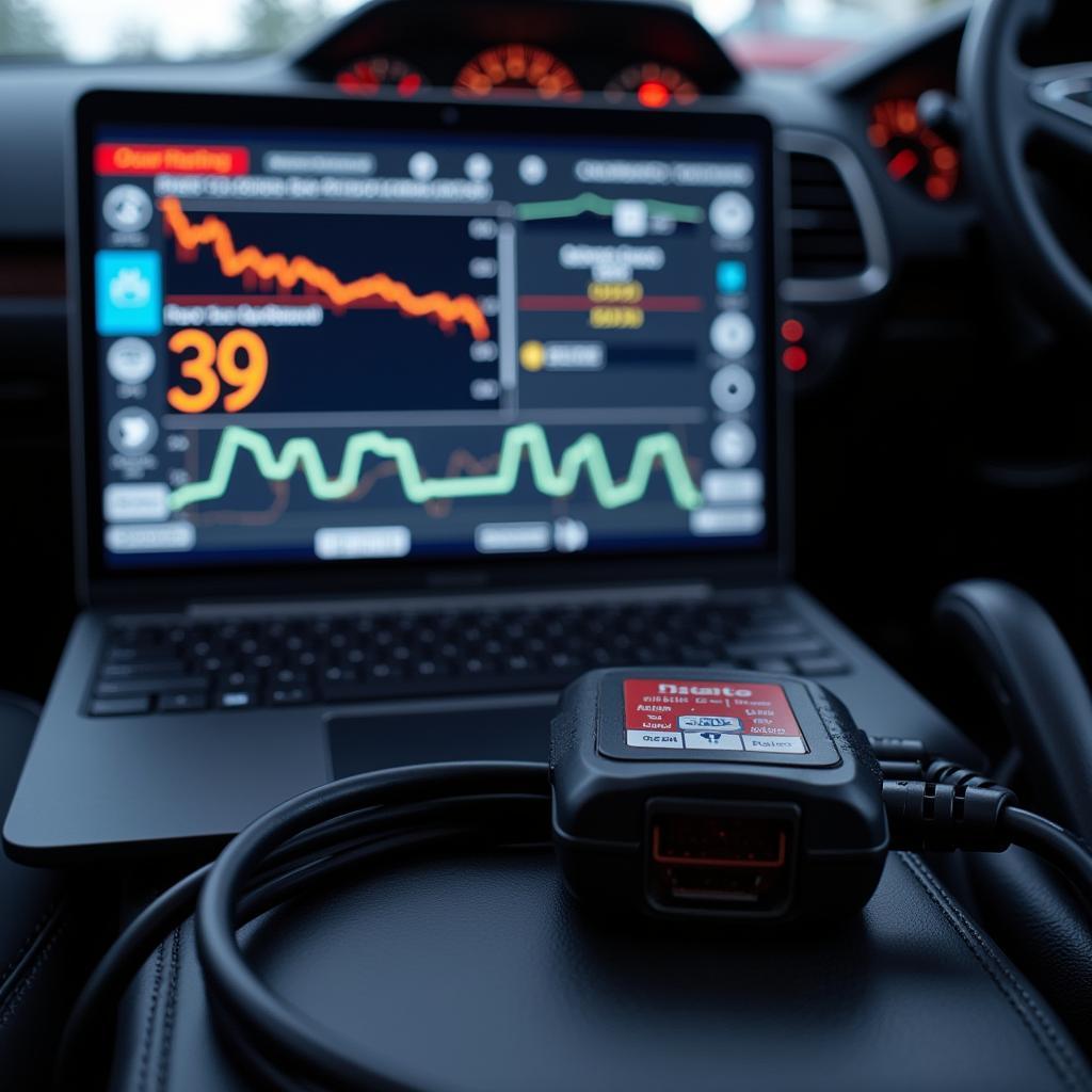 Modern diagnostic equipment used in an auto repair shop in Rochester, Washington.