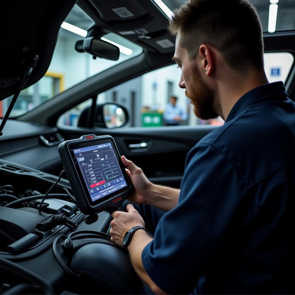 Auto Technician Performing Diagnostic Test