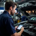 Auto Transmission Service Officer Diagnosing Transmission Issues