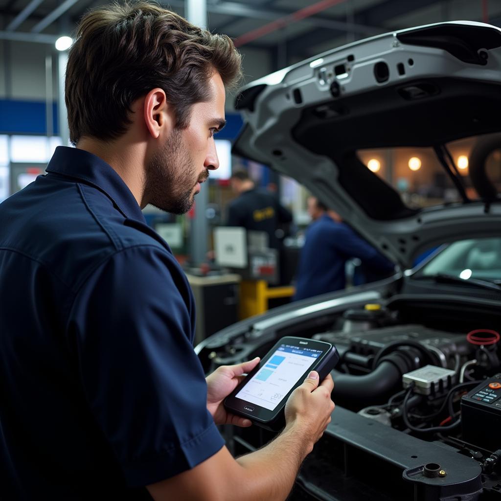 Auto Transmission Service Officer Diagnosing Transmission Issues