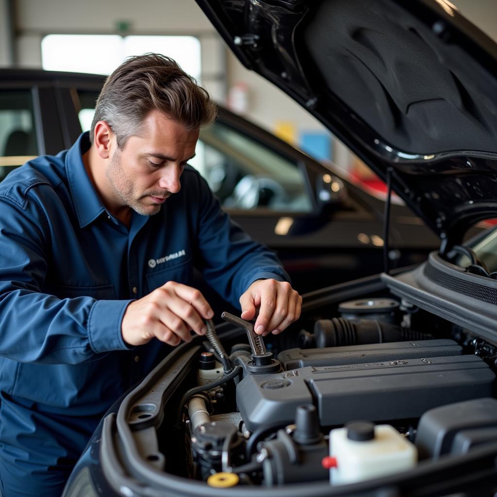 Mechanic Working on a Car in Batavia, IL